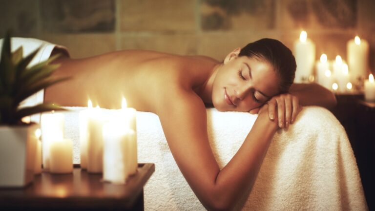 Relaxing professional massage treatment at a spa